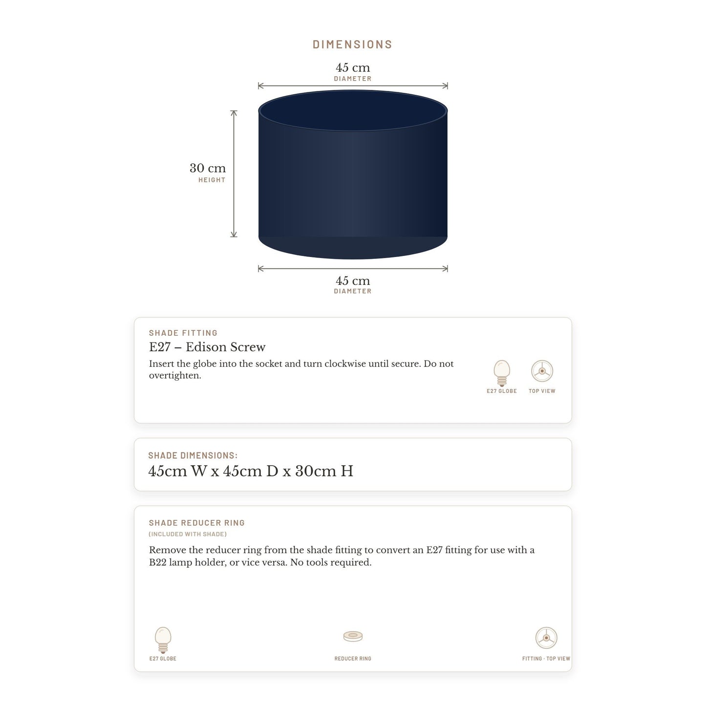 Larissa Drum Shade - Large Navy