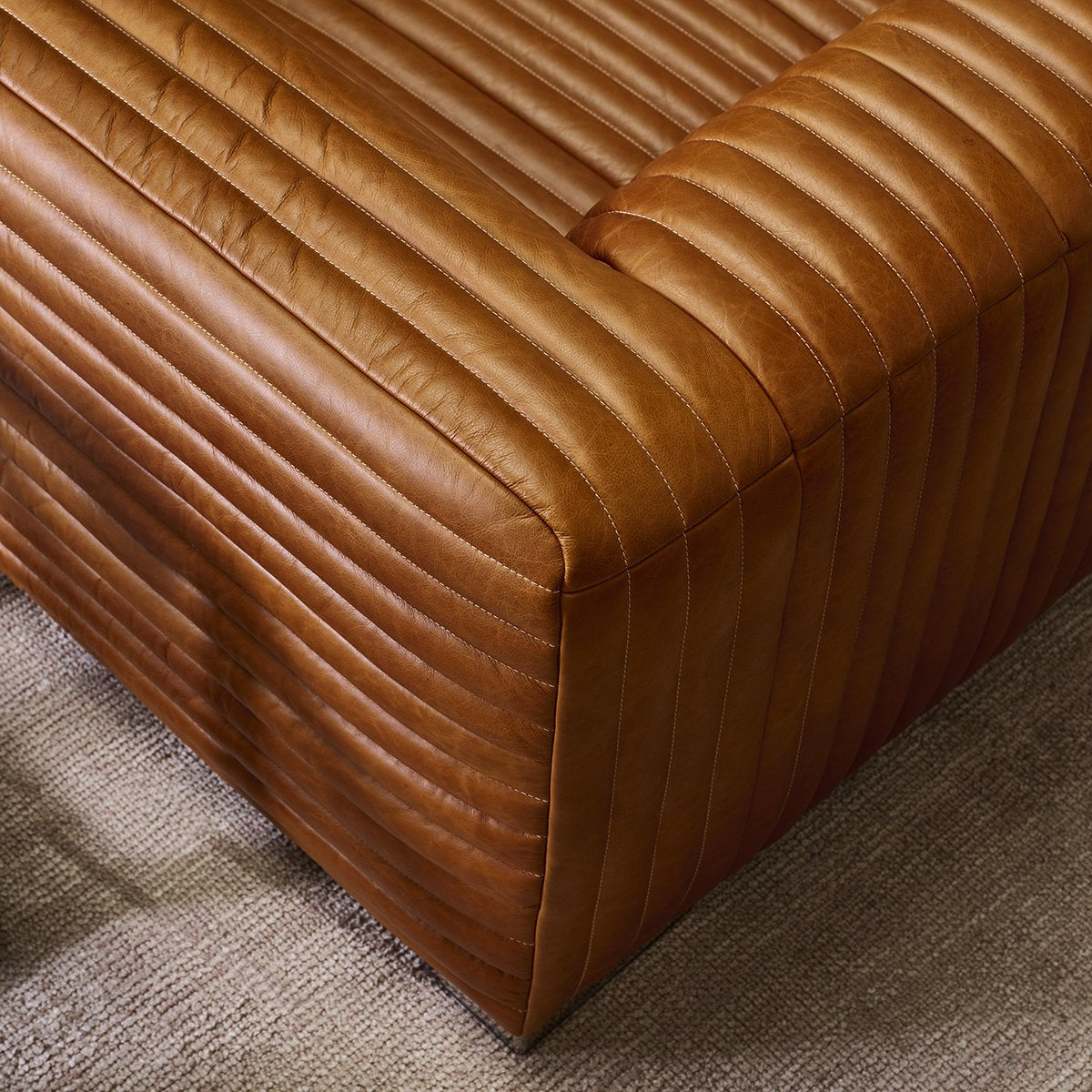 Granger 3 Seater Sofa - Light Brown Leather