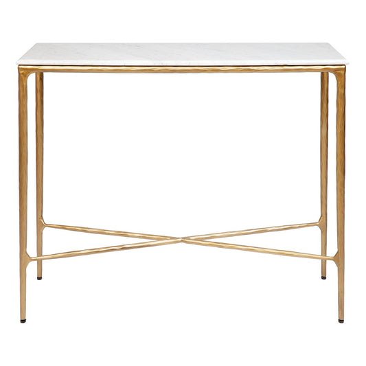 Heston 90cm Marble Console Table - Brass