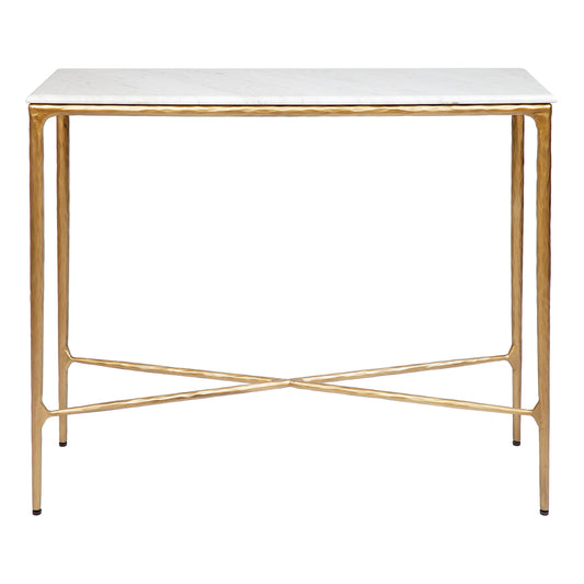 Heston 90cm Marble Console Table - Brass