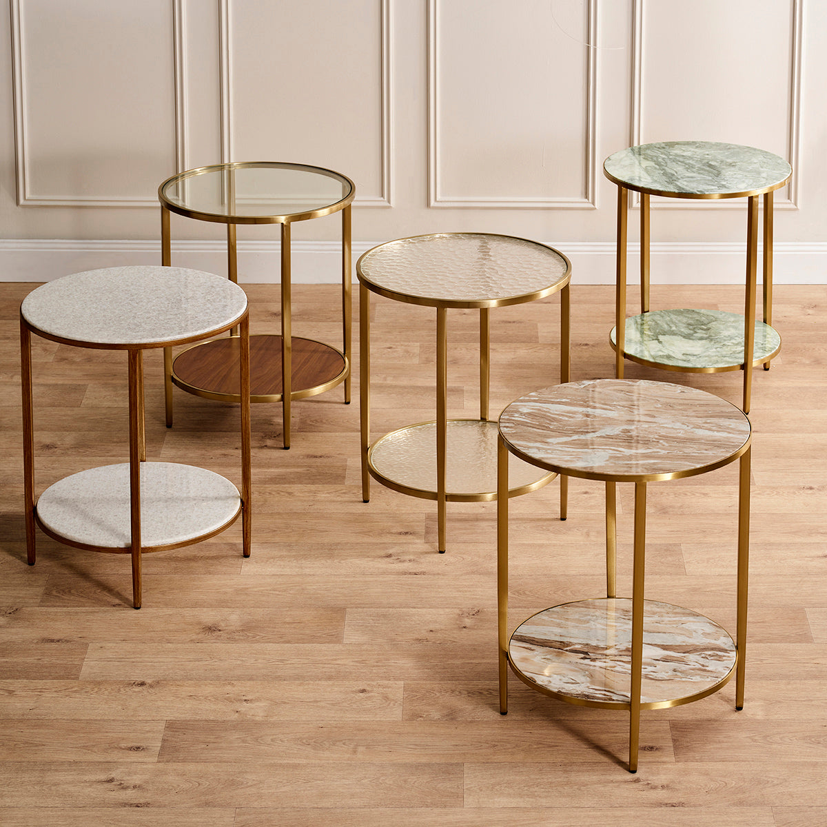 Chloe Stone Side Table - Antique Gold