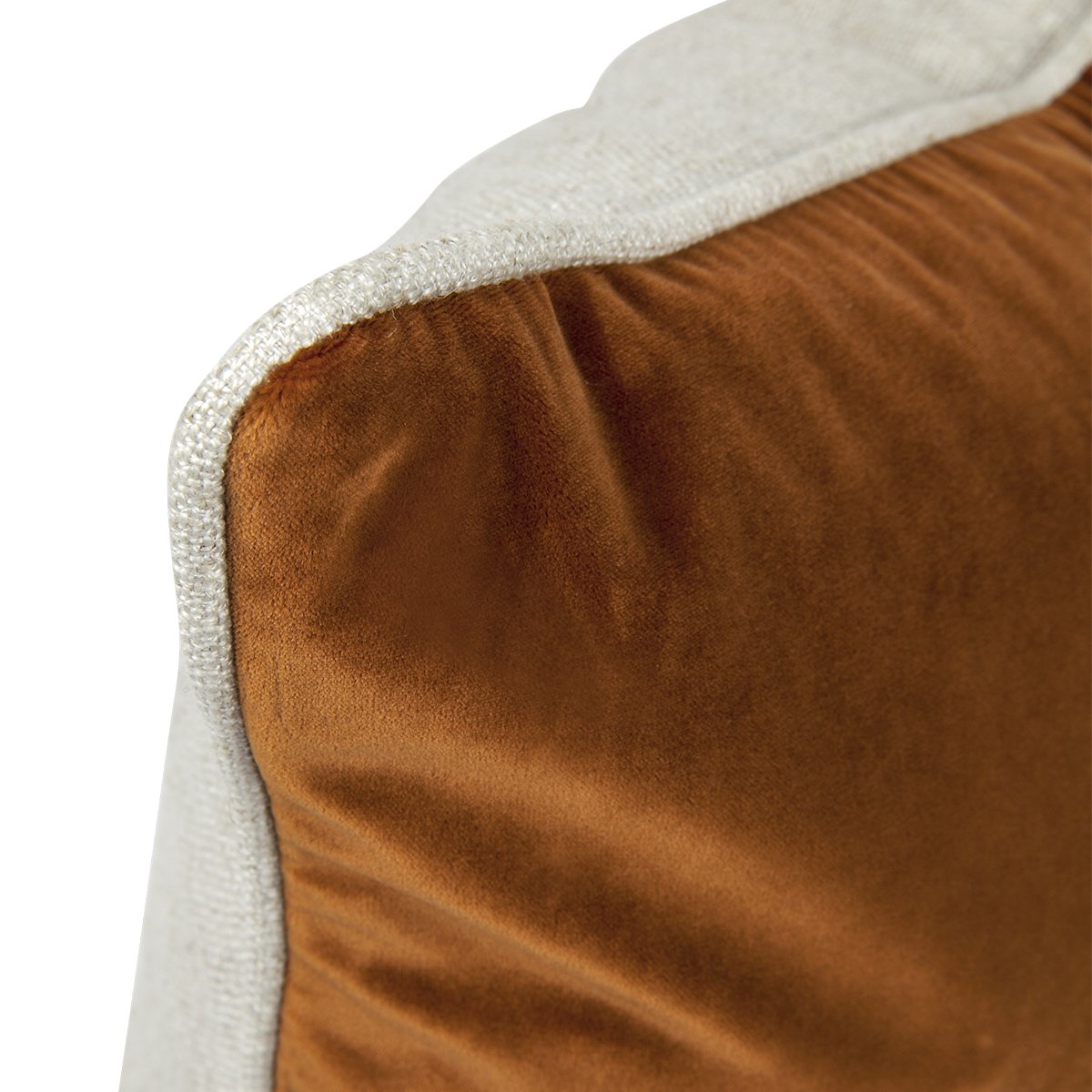 Sass Square Feather Cushion - Caramel Velvet w Natural Linen