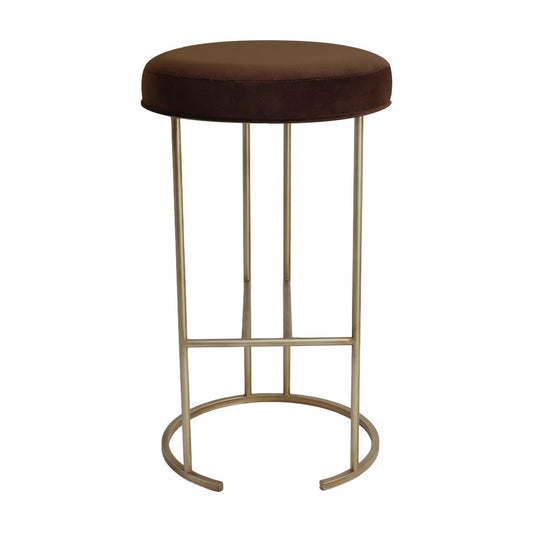 Blackley Gold Iron Kitchen Stool - Dark Chocolate Velvet