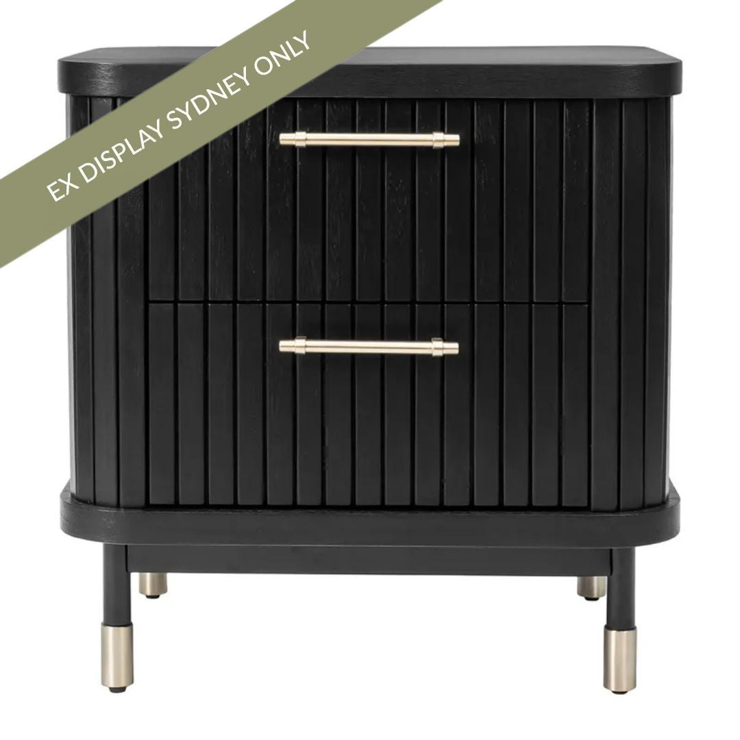 Sophia 60x61cm Bedside Table - Black - OUTLET NSW