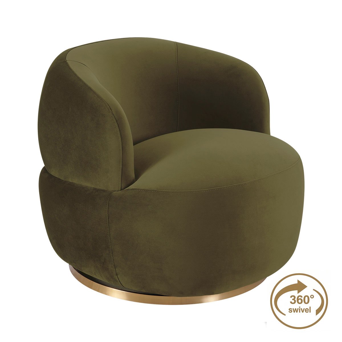 Tubby Swivel Arm Chair - Olive Velvet