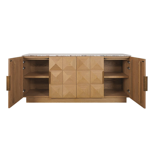 Benedict Natural Oak Buffet - River Brown Marble