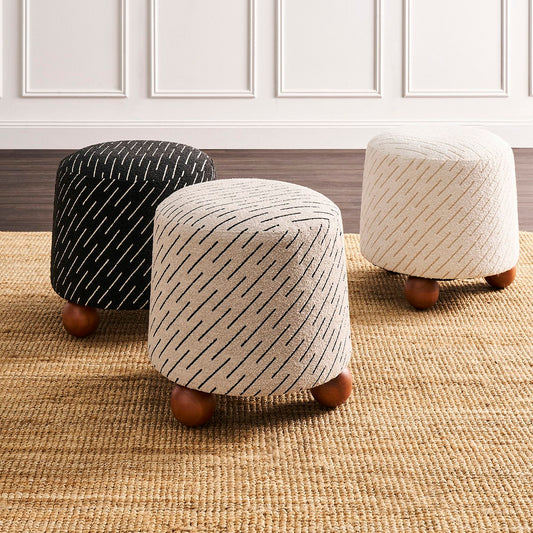 Orta Stool - White Jacquard