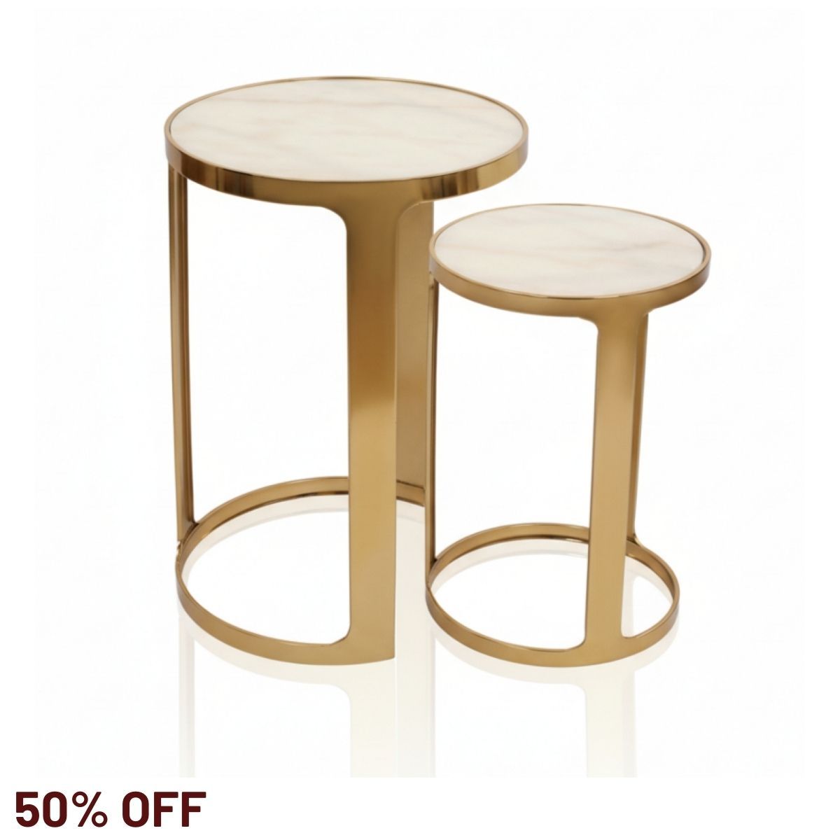 Isabelle Marble Nesting Side Tables - Gold