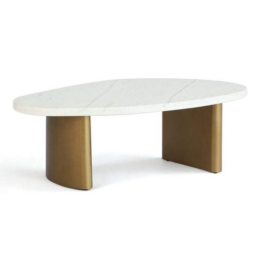 Solstice White Marble Coffee Table - Small Antique Gold