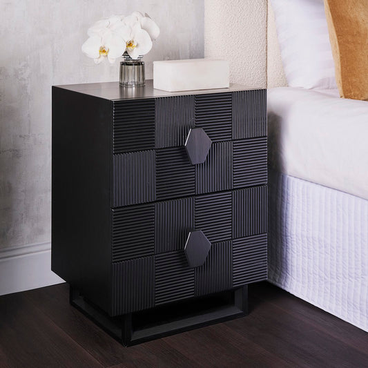 Alton 65x65cm Bedside Table - Black