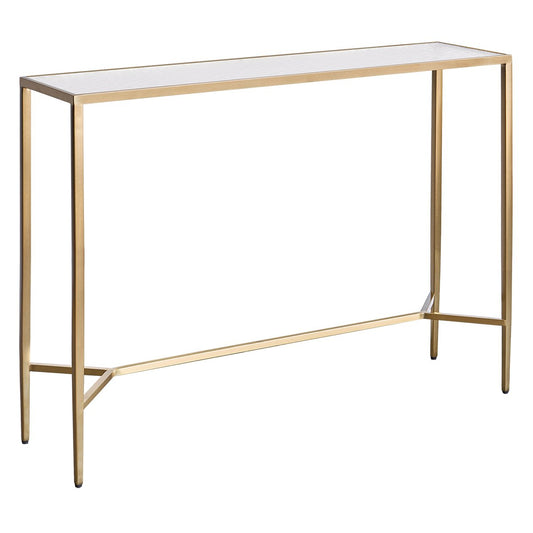 Chloe 110cm Rippled Glass Console Table - Gold