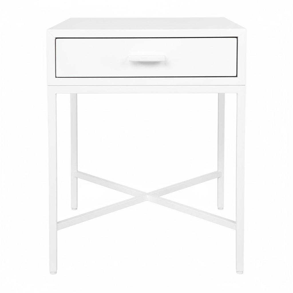 Nessa 1 Drawer Bedside Table - All White