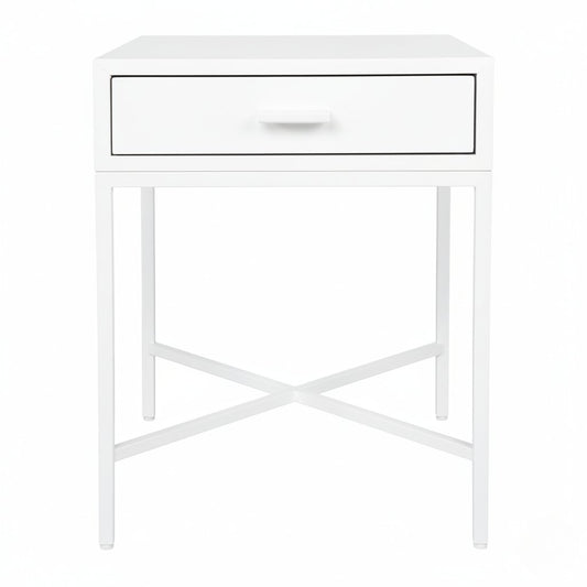 Nessa 1 Drawer Bedside Table - All White