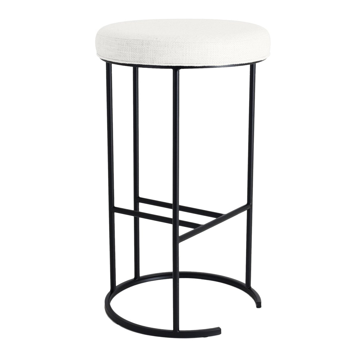 Blackley Black Iron Bar Stool - Natural Linen