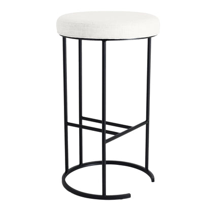 Blackley Black Iron Bar Stool - Natural Linen