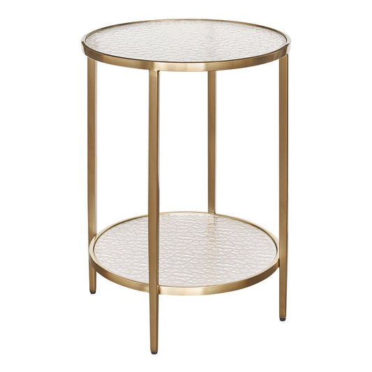 Chloe Rippled Glass Side Table - Gold