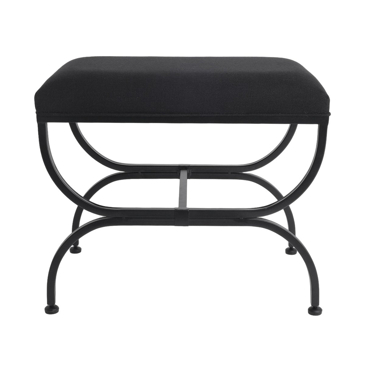 Novak Black Iron Stool - Black Linen