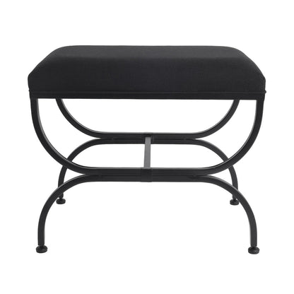 Novak Black Iron Stool - Black Linen