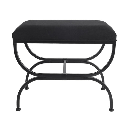 Novak Black Iron Stool - Black Linen