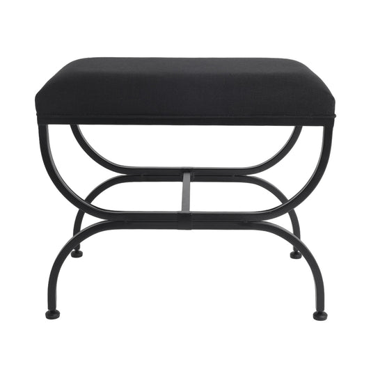 Novak Black Iron Stool - Black Linen