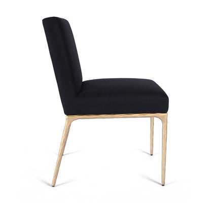 Heston Brass Dining Chair - Black Linen