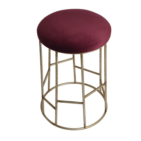 Aiden Gold Steel Kitchen Stool - Mulberry Velvet