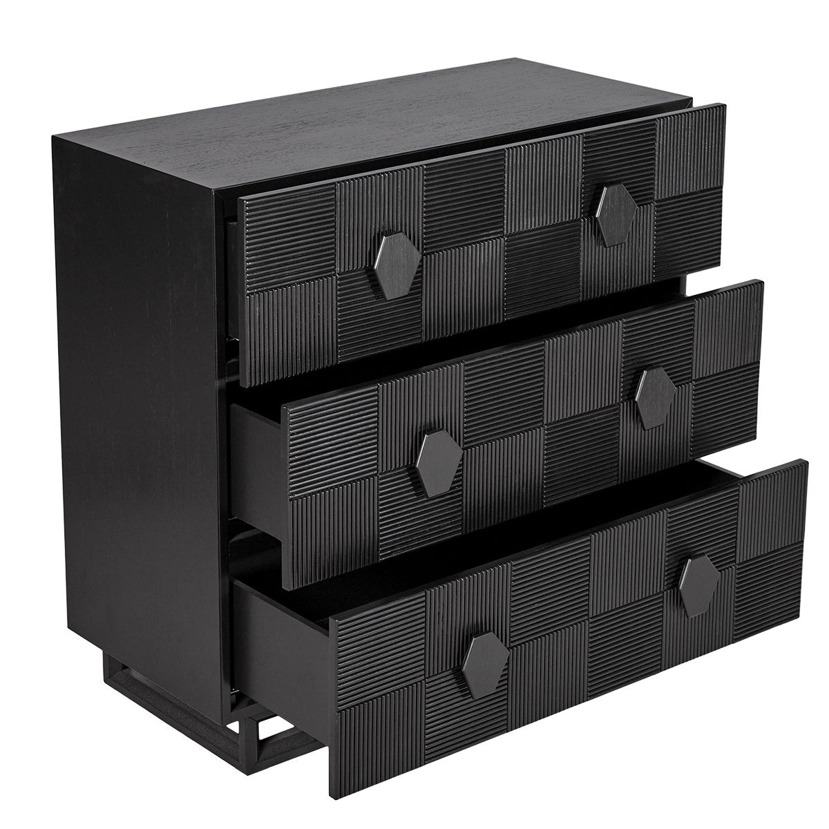 Alton 96cm 3 Drawer Chest -  Black - OUTLET NSW