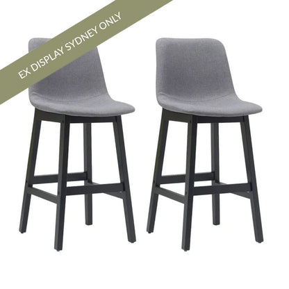 Jermaine Bar Stool Set of 2 - Stone Grey - OUTLET NSW