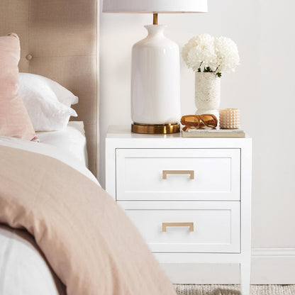 Soloman Large White Bedside Table Set of 2