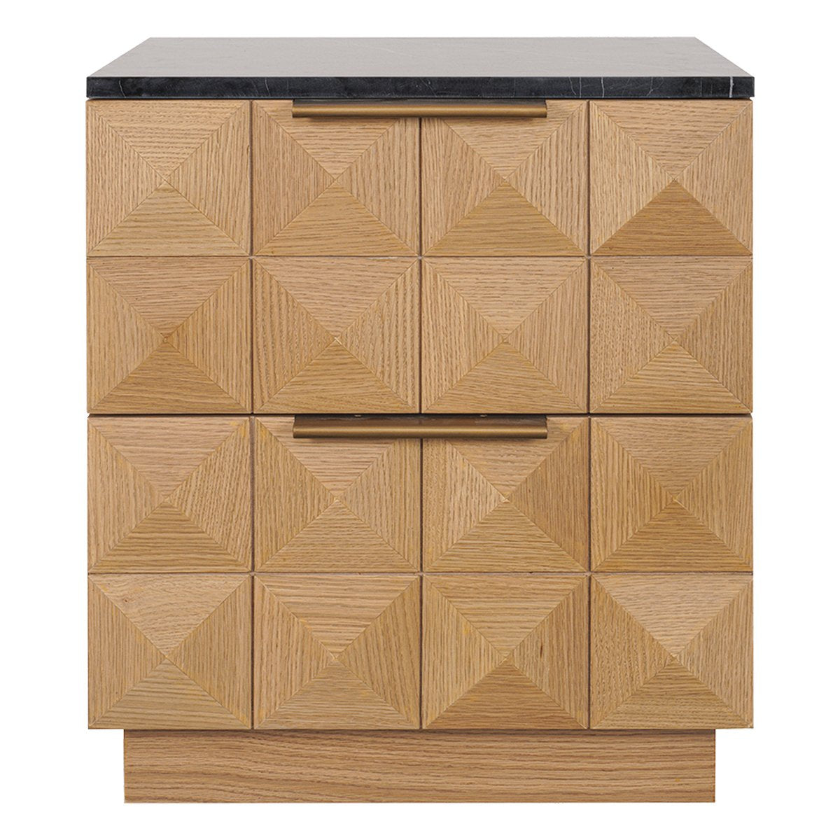 Benedict Natural Oak Bedside Table - Black Marble