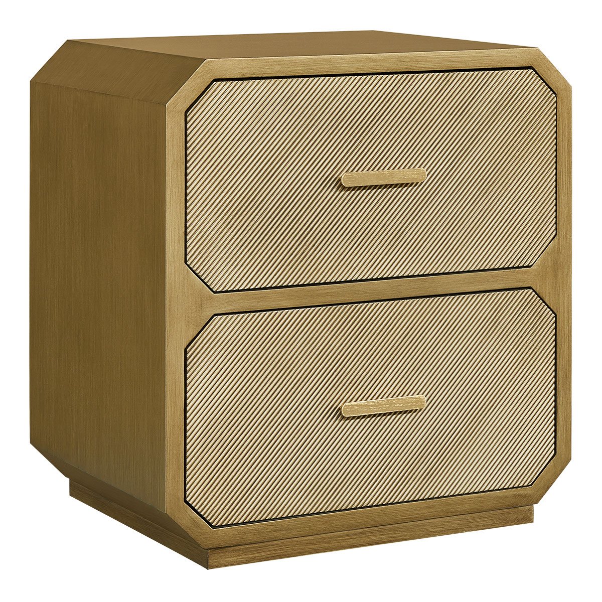 Anderson 60x65cm 2 Drawer Bedside Table - Antique Gold - OUTLET NSW