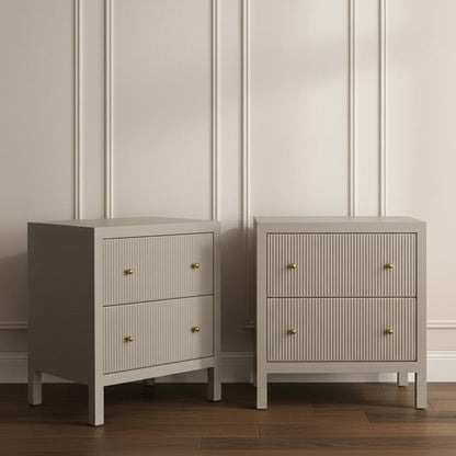 Ariana Bedside Table - Large Beige Set of 2