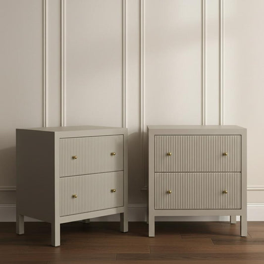 Ariana Large Beige Bedside Table Set of 2