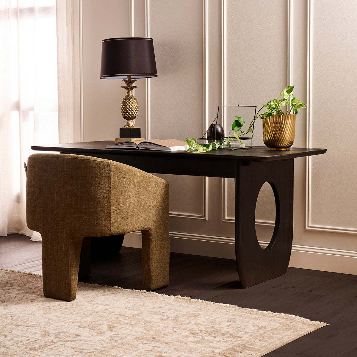Harrington 170cm Oak Desk - Black