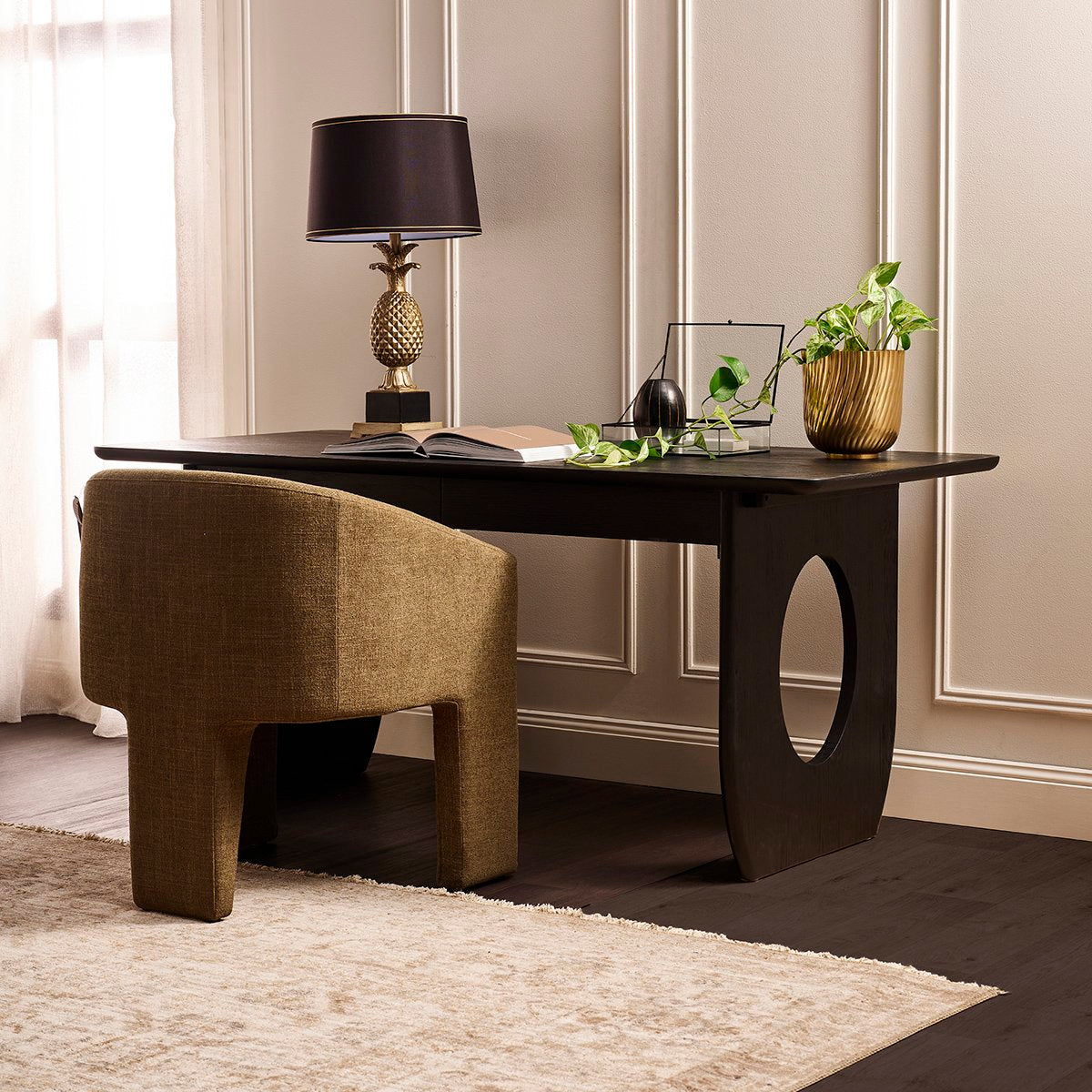 Harrington 170cm Oak Desk - Black