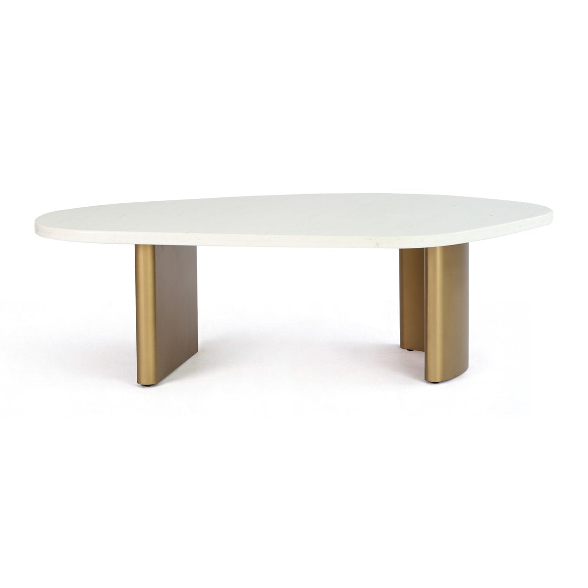 Solstice White Marble Coffee Table - Large Antique Gold