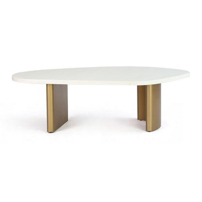 Solstice White Marble Coffee Table - Large Antique Gold