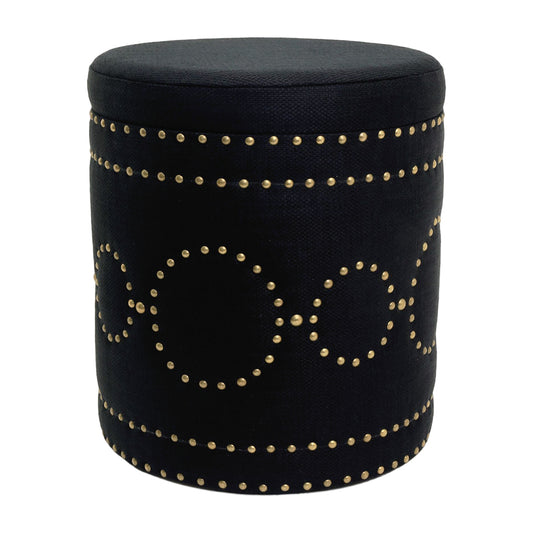 Bradshaw Round Storage Stool - Black Linen
