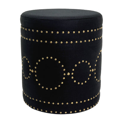 Bradshaw Round Storage Stool - Black Linen