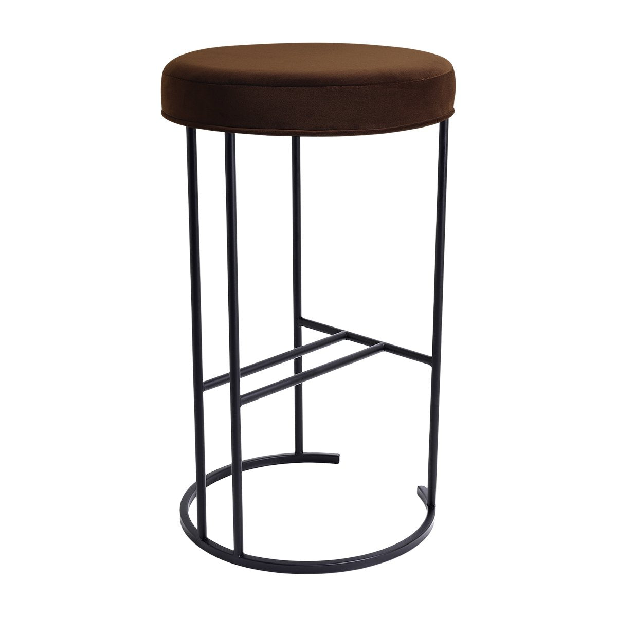 Blackley Black Iron Kitchen Stool - Dark Chocolate Velvet