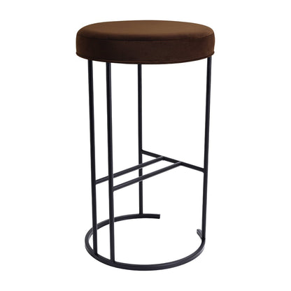 Blackley Black Iron Kitchen Stool - Dark Chocolate Velvet
