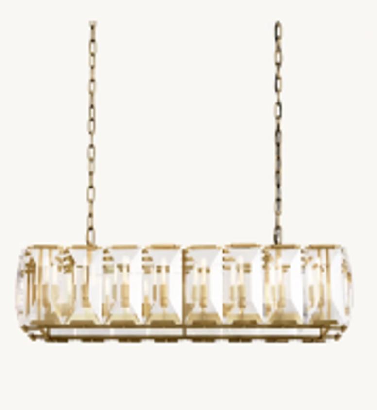Florence Glass Pendant - Linear Antique Brass - OUTLET NSW