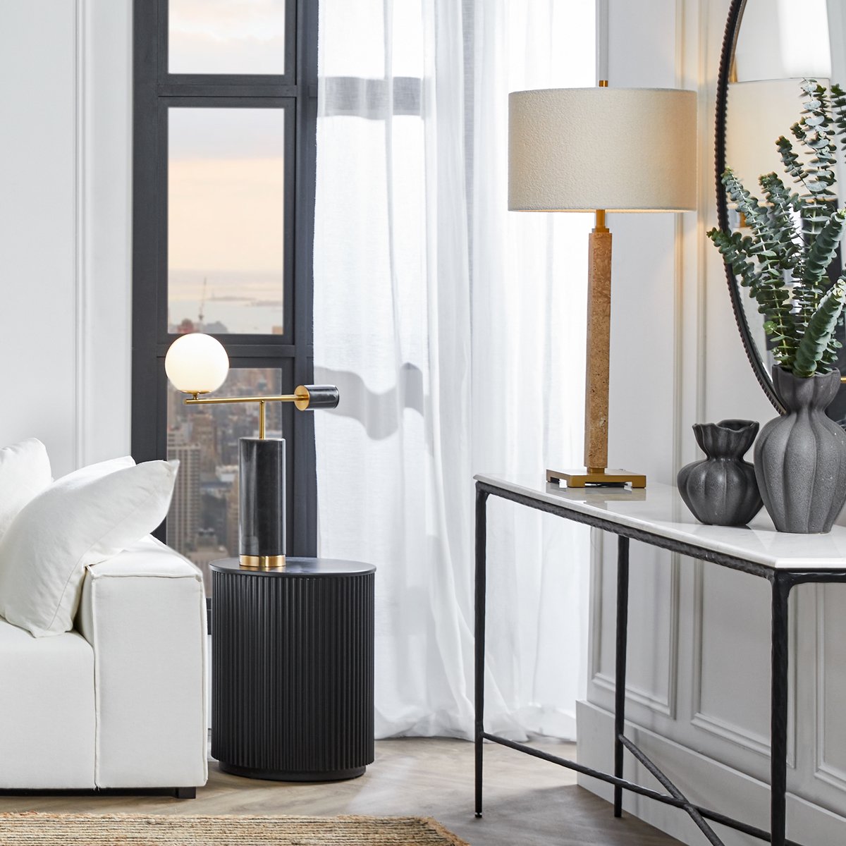 Heston 180cm Marble Console Table -  Black