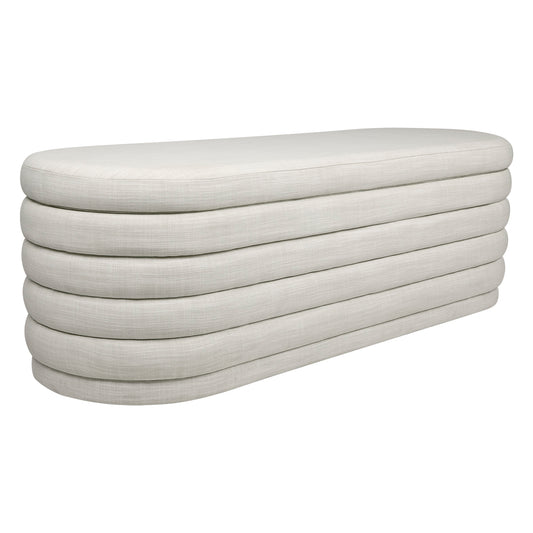 Demi Storage Bench Ottoman - Off White Linen