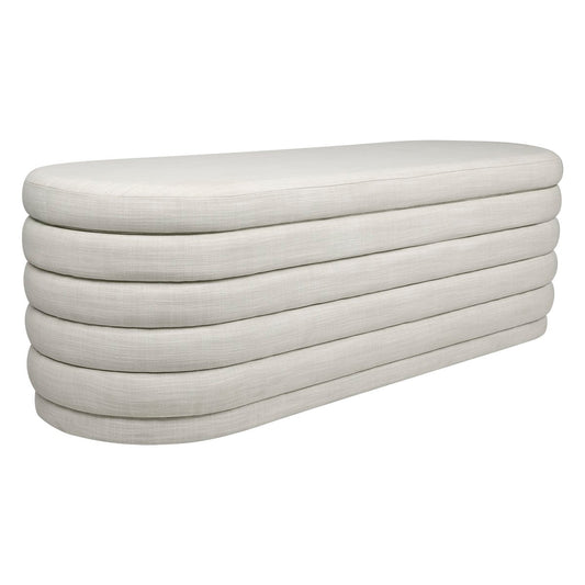 Demi Storage Bench Ottoman - Off White Linen