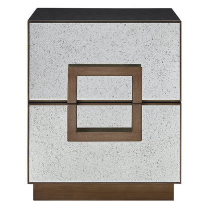 Mira 50x60cm Mirrored Bedside Table - Antique Bronze