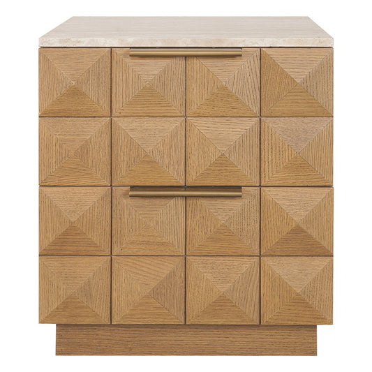 Benedict Natural Oak Bedside Table - Travertine - OUTLET NSW
