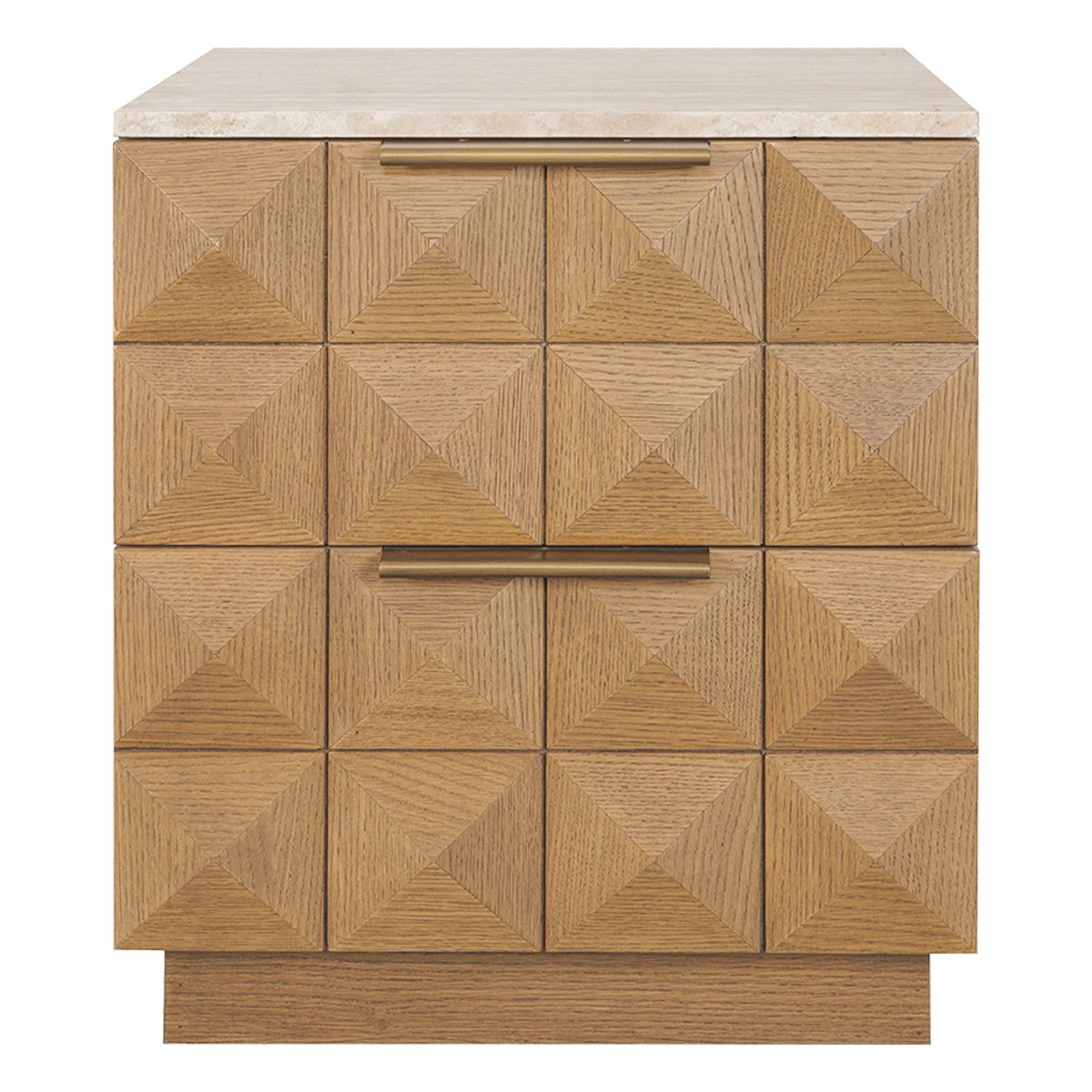 Benedict 53x62.5cm Natural Oak Bedside Table - Travertine - OUTLET NSW