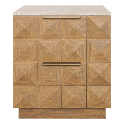 Benedict 53x62.5cm Natural Oak Bedside Table - Travertine - OUTLET NSW