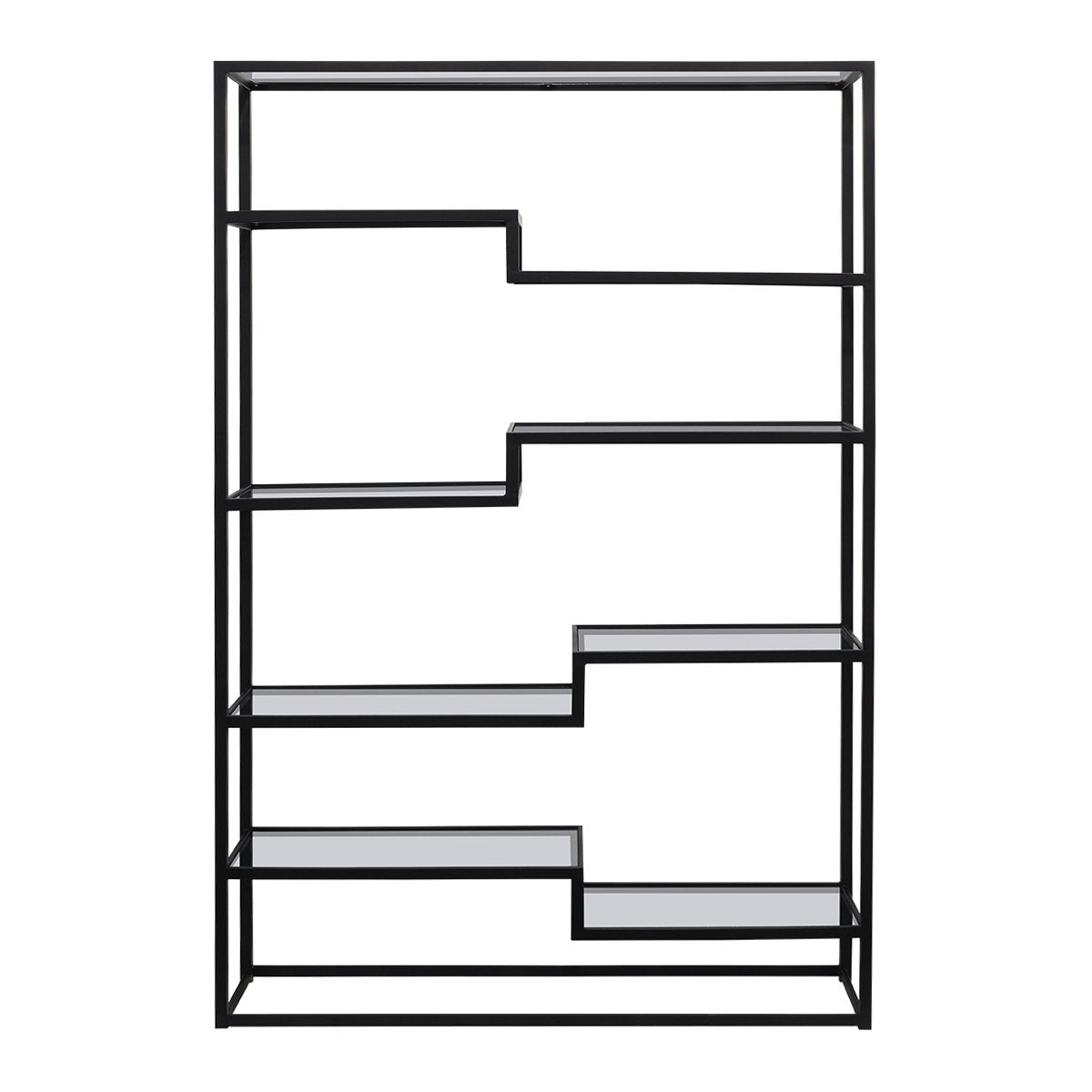 Mistique 130x200cm Glass Shelving Unit - Black